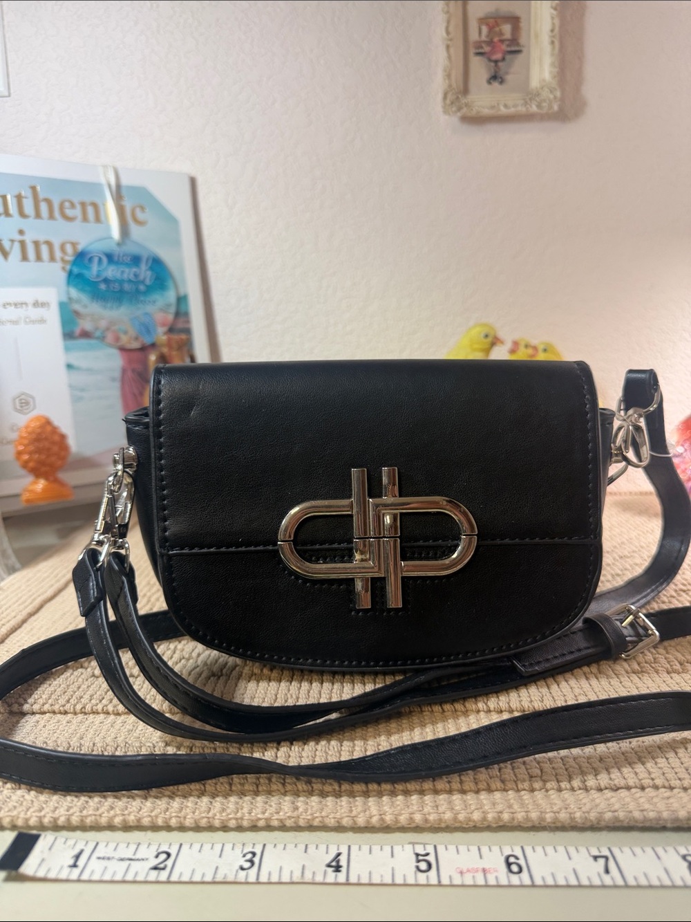 PEDRO Black Convertible Shoulder Crossbody Bag Silver Hardware